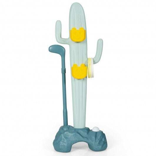 3-in-1 Cactus Toy Stand Sports Activity Center with Golf and Ring-Toss - Color: Green W2B