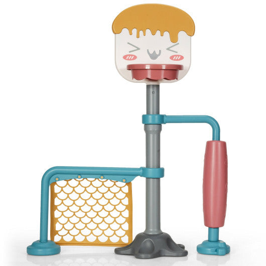 3-in-1 Height Adjustable Basketball Stand Set with Soccer and Roller W2B