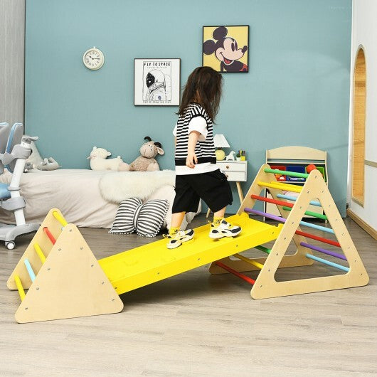 3 in 1 Wooden Set of 2 Triangle Climber with Ramp for Slid W2B