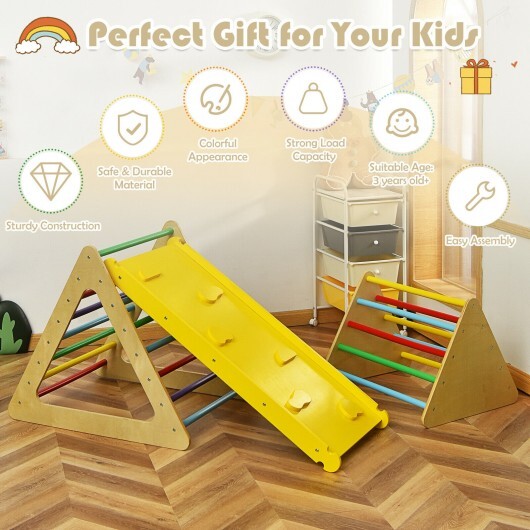 3 in 1 Wooden Set of 2 Triangle Climber with Ramp for Slid W2B