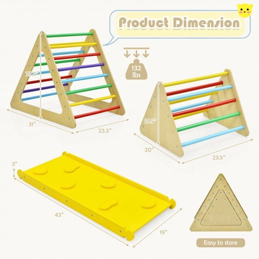 3 in 1 Wooden Set of 2 Triangle Climber with Ramp for Slid W2B