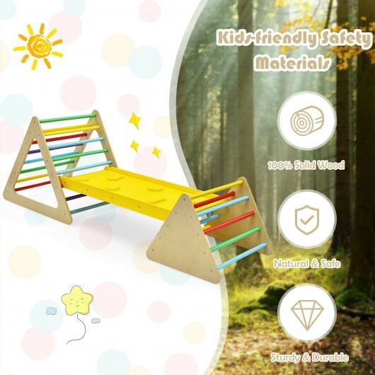 3 in 1 Wooden Set of 2 Triangle Climber with Ramp for Slid W2B
