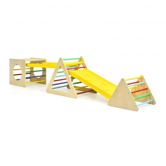 5 in 1 Kids Triangle Climber Play Gym Set with 2 Ramps W2B