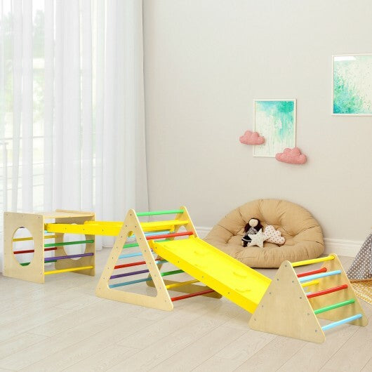 5 in 1 Kids Triangle Climber Play Gym Set with 2 Ramps W2B