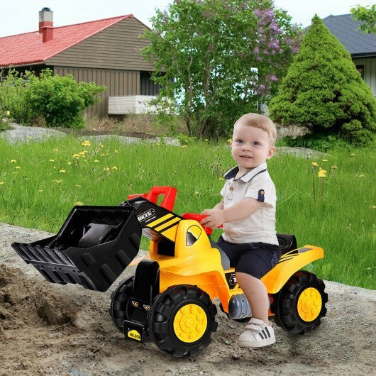 Kids Ride On Bulldozer Toy Play Truck with Adjustable Bucket Aged 3+ Years Old - Color: Yellow W2B