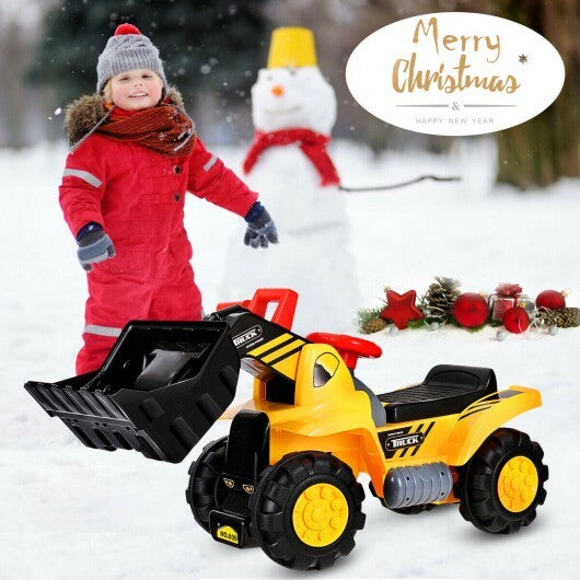Kids Ride On Bulldozer Toy Play Truck with Adjustable Bucket Aged 3+ Years Old - Color: Yellow W2B