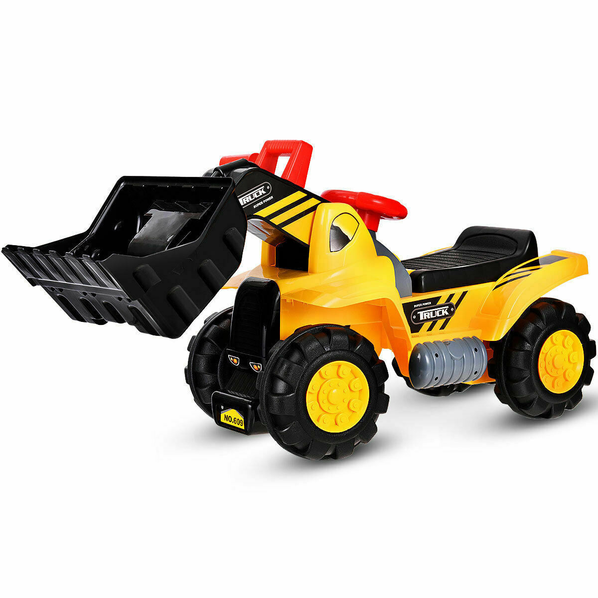 Kids Ride On Bulldozer Toy Play Truck with Adjustable Bucket Aged 3+ Years Old - Color: Yellow W2B
