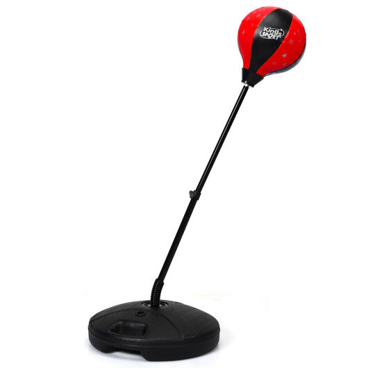 Kids Adjustable Stand Punching Bag Toy Set with Boxing Glove-Red W2B