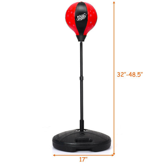 Kids Adjustable Stand Punching Bag Toy Set with Boxing Glove-Red W2B