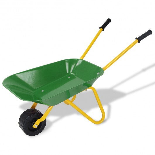 Outdoor Garden Backyard Play Toy Kids Metal Wheelbarrow-Red W2B