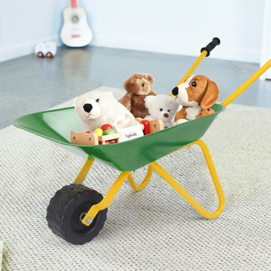 Outdoor Garden Backyard Play Toy Kids Metal Wheelbarrow-Red W2B