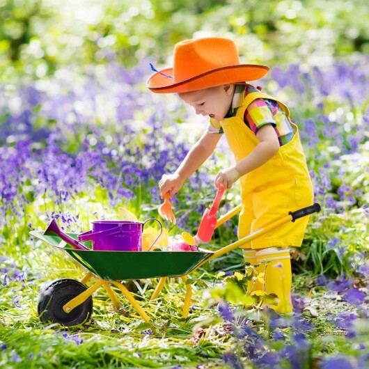 Outdoor Garden Backyard Play Toy Kids Metal Wheelbarrow-Red W2B