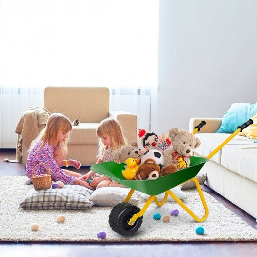 Outdoor Garden Backyard Play Toy Kids Metal Wheelbarrow-Red W2B