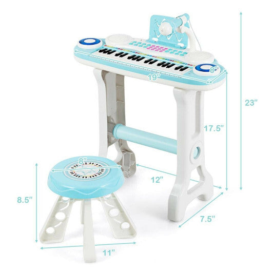 37-key Kids Electronic Piano Keyboard Playset-Pink W2B