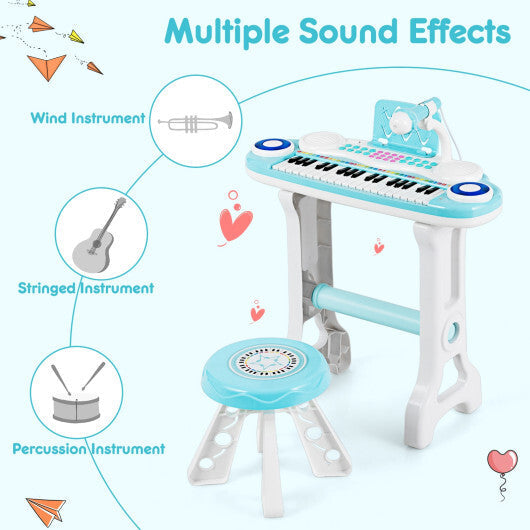 37-key Kids Electronic Piano Keyboard Playset-Pink W2B