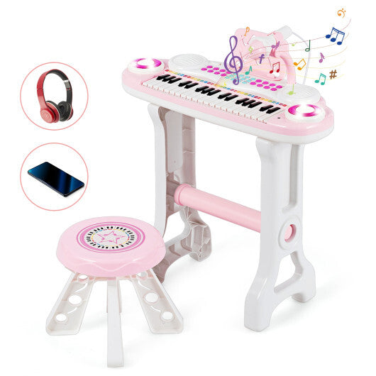 37-key Kids Electronic Piano Keyboard Playset-Pink W2B