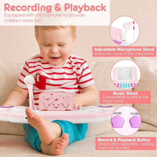 37-key Kids Electronic Piano Keyboard Playset-Pink W2B