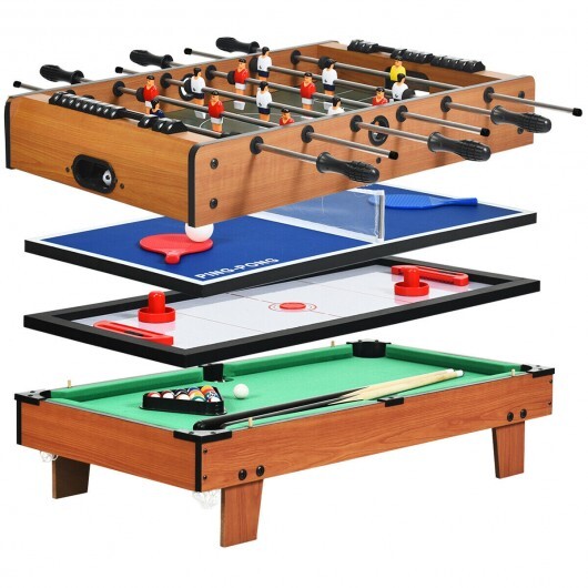4-in-1 Combo Game Table Set Foosball Table with Billiards and Hockey W2B