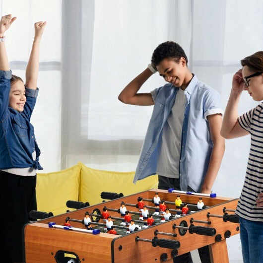 Space Saving Table Football with Durable Handle and 2 Footballs - Color: Brown W2B
