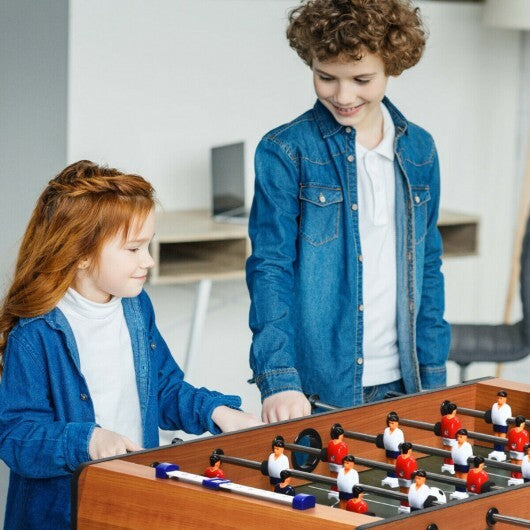 Space Saving Table Football with Durable Handle and 2 Footballs - Color: Brown W2B