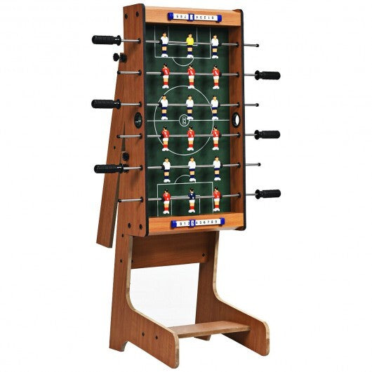 Space Saving Table Football with Durable Handle and 2 Footballs - Color: Brown W2B