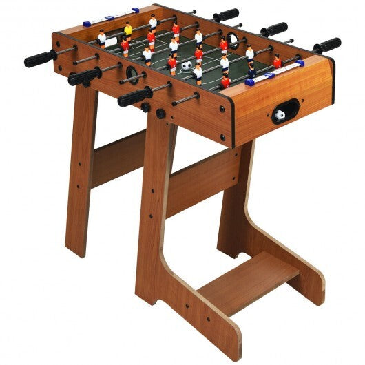 Space Saving Table Football with Durable Handle and 2 Footballs - Color: Brown W2B