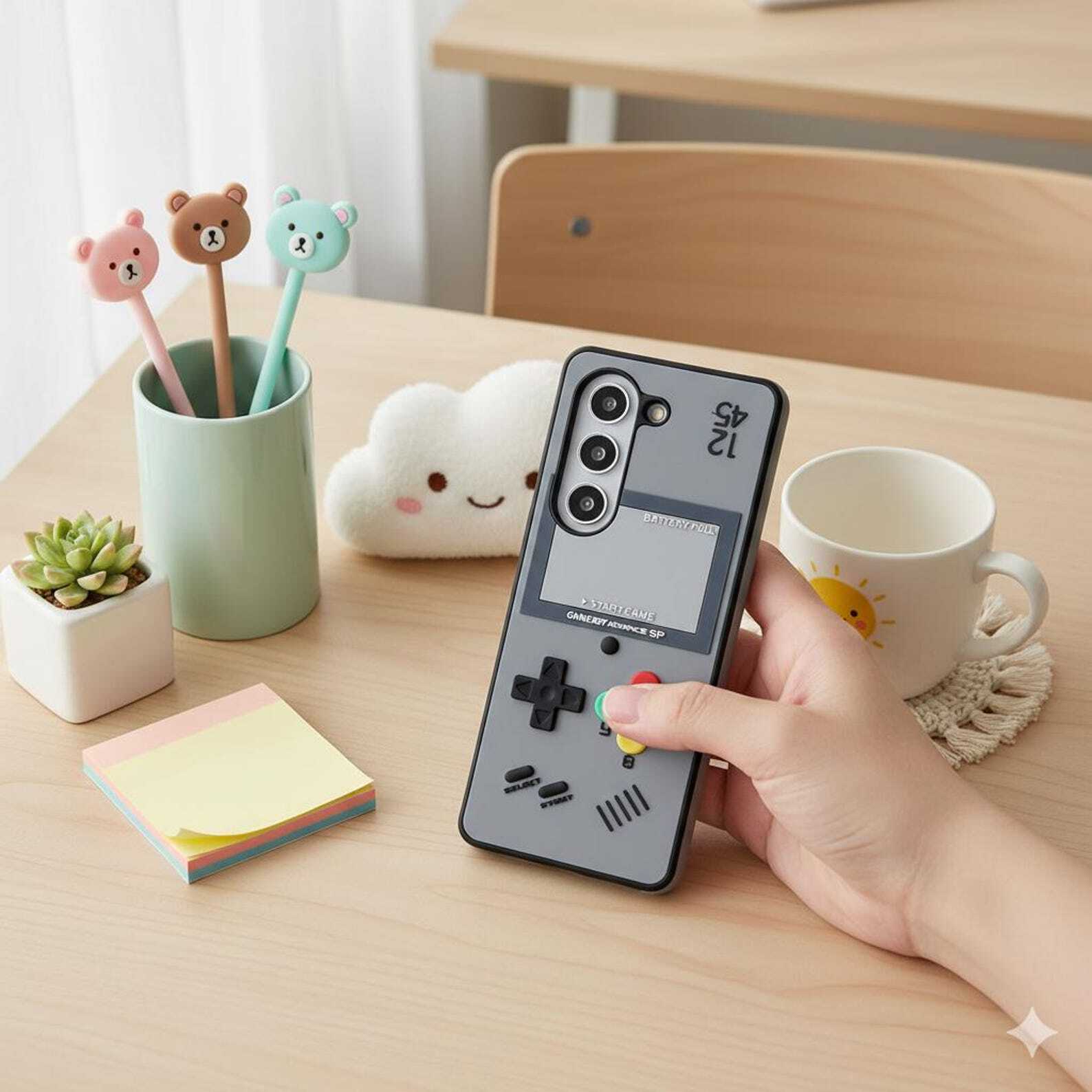 Retro Game Boy Case for Samsung Galaxy Z Flip 6 Z Flip 7 7 FE - Retro Style Silicone Cover with Hard Frame for Fun & Durable Protection W2B