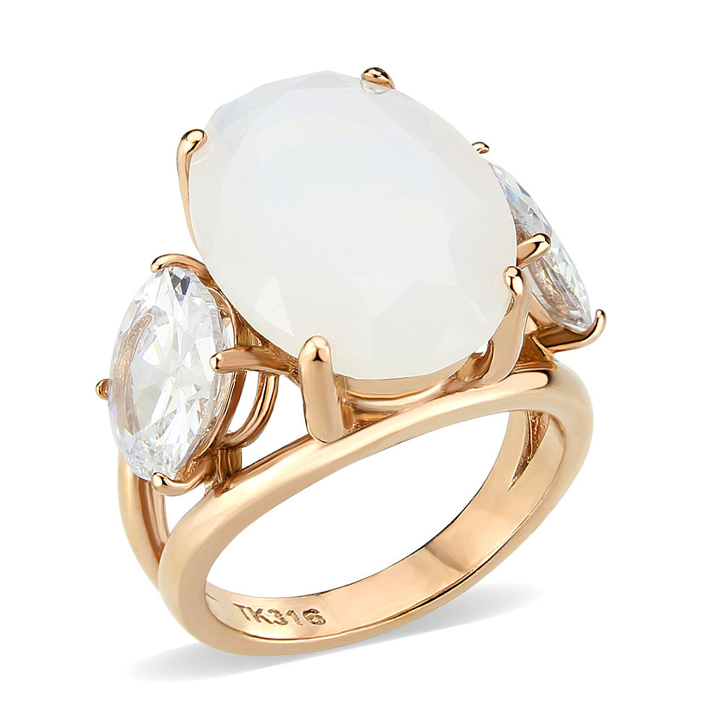 TK3788 - IP Rose Gold(Ion Plating) Stainless Steel Ring with Synthetic in Fireopal Alamode