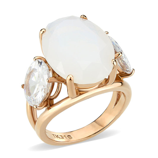 TK3788 - IP Rose Gold(Ion Plating) Stainless Steel Ring with Synthetic in Fireopal Alamode