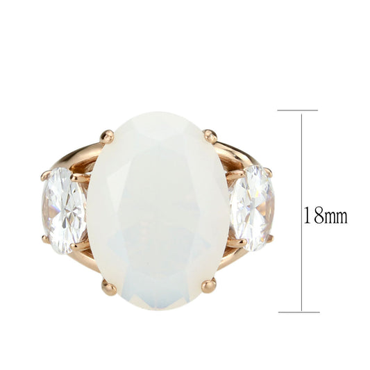 TK3788 - IP Rose Gold(Ion Plating) Stainless Steel Ring with Synthetic in Fireopal Alamode
