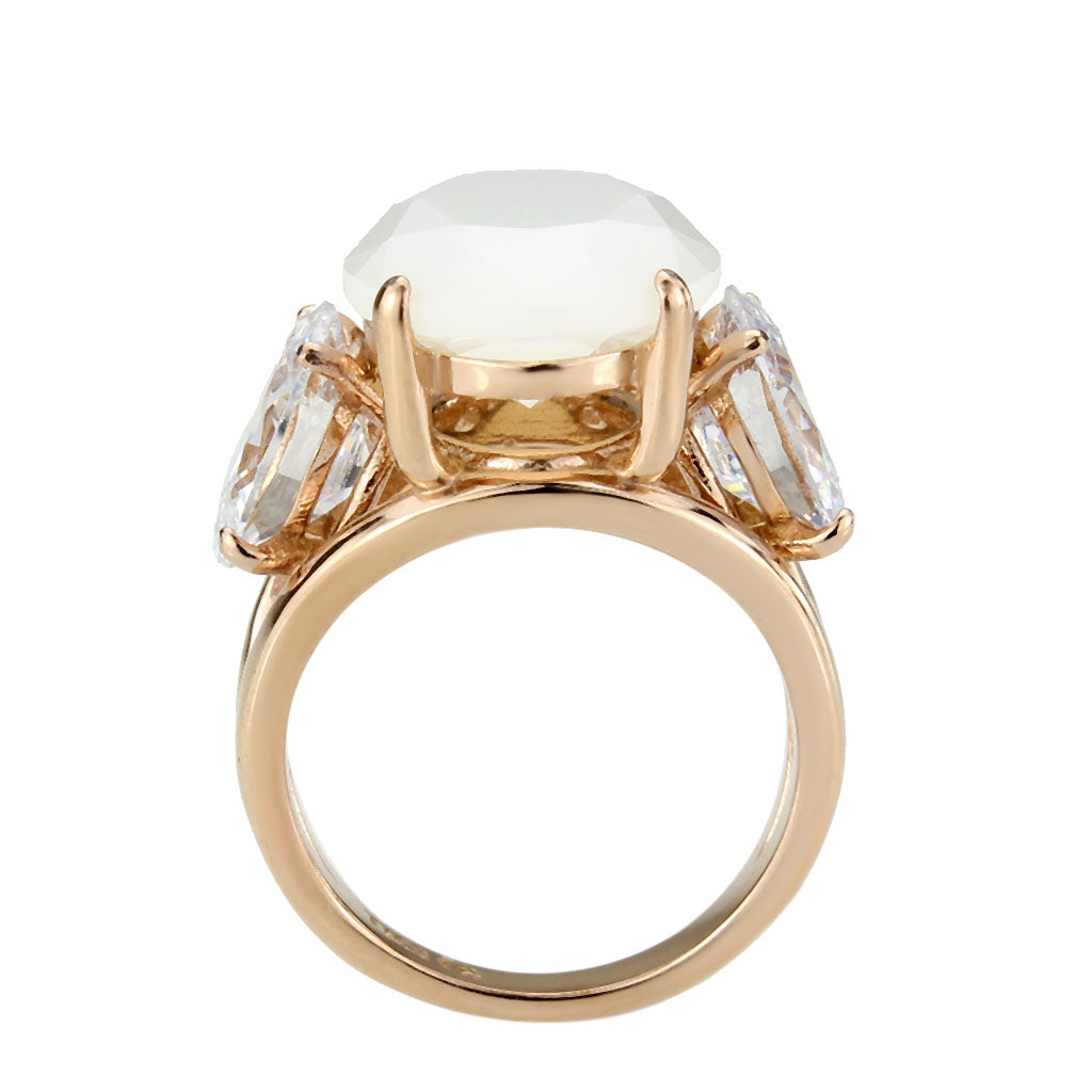TK3788 - IP Rose Gold(Ion Plating) Stainless Steel Ring with Synthetic in Fireopal Alamode