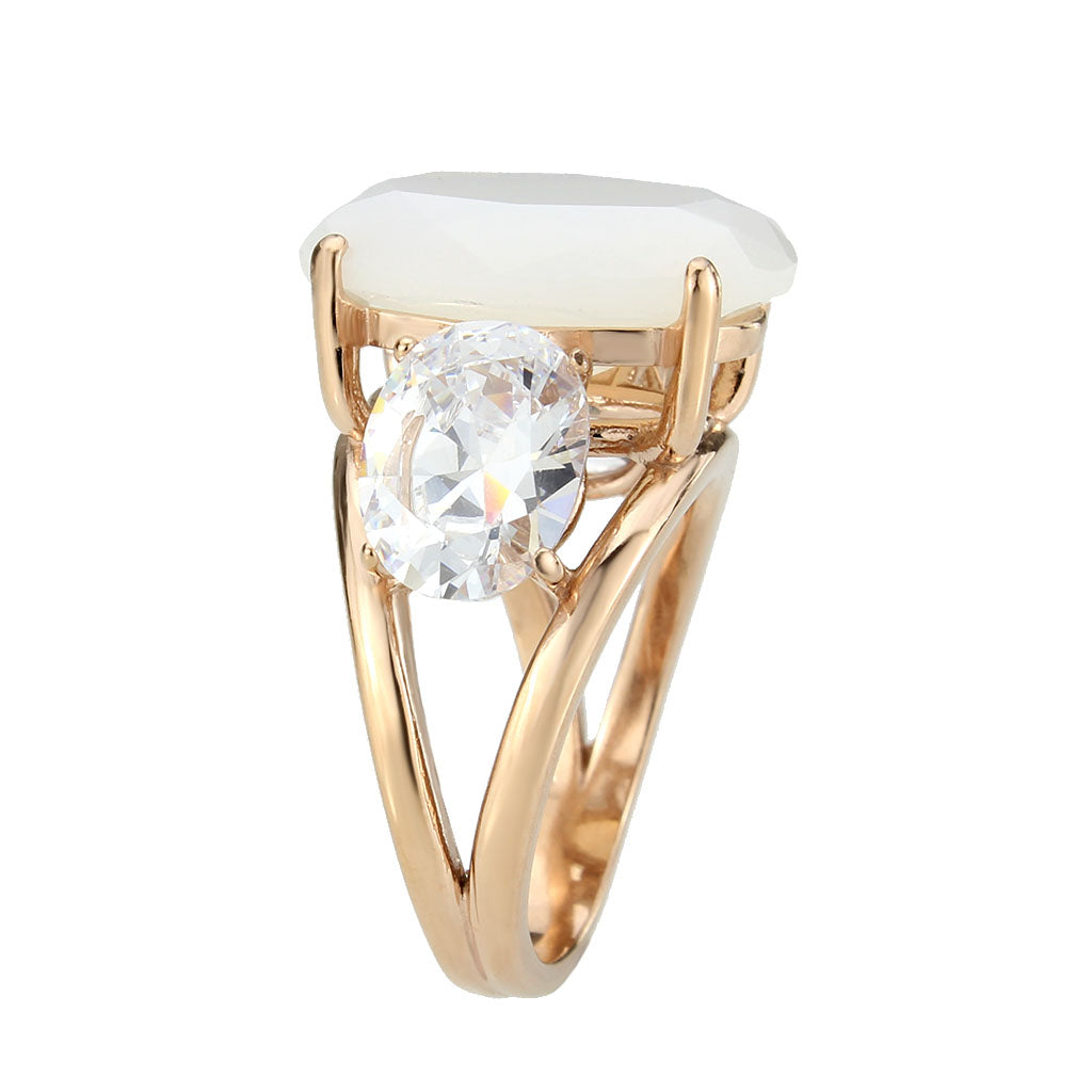 TK3788 - IP Rose Gold(Ion Plating) Stainless Steel Ring with Synthetic in Fireopal Alamode
