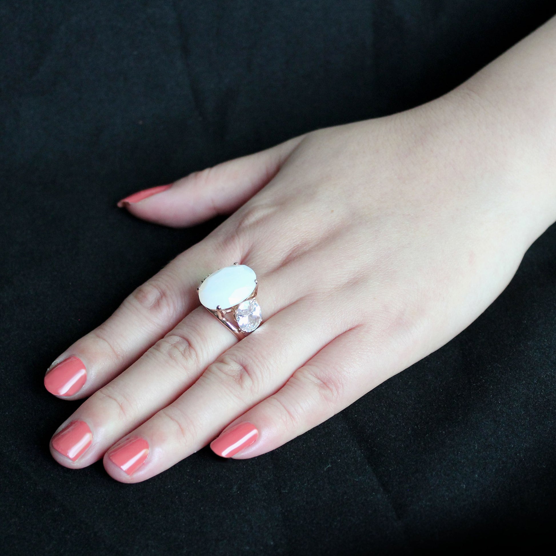 TK3788 - IP Rose Gold(Ion Plating) Stainless Steel Ring with Synthetic in Fireopal-4