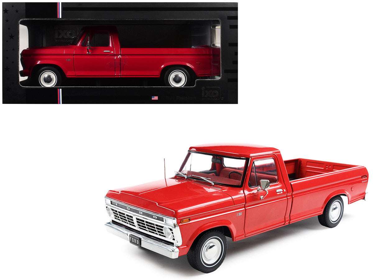 1974 Ford F-100 Pickup Truck Candy Apple Red 1/18 Diecast Model Car by IXO Models Greenlight