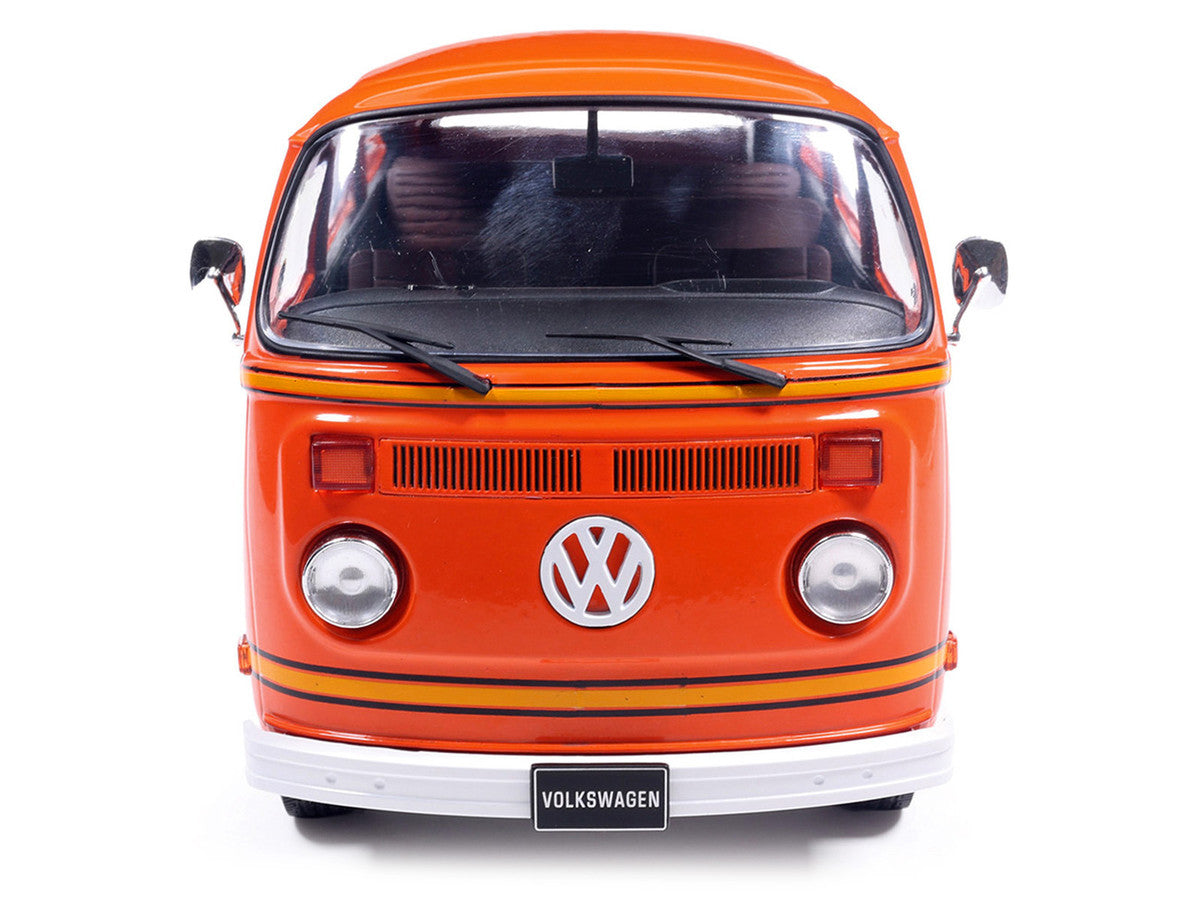 1978 Volkswagen Type 2 Bus "Elektrotransporter" Orange with Yellow Stripes 1/18 Diecast Model by IXO Models IXO