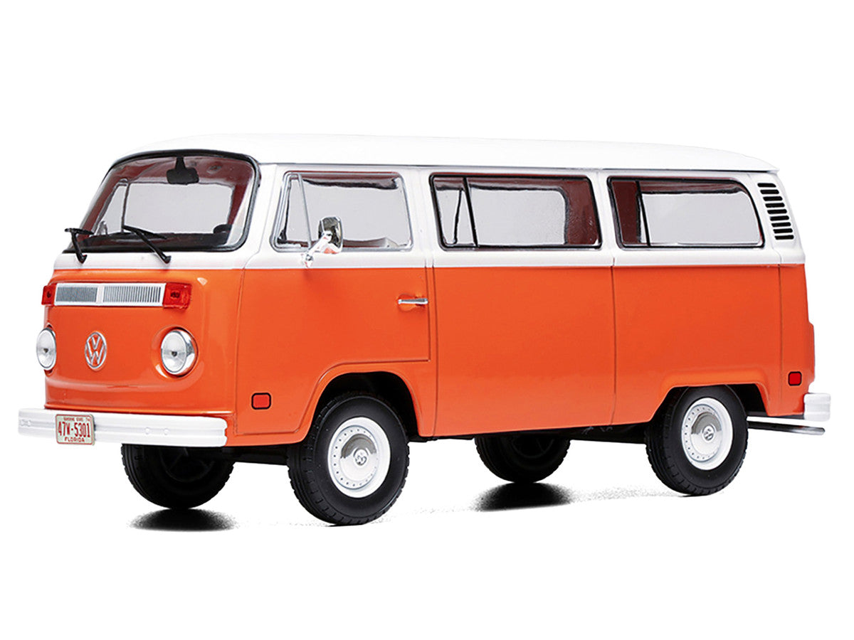 1974 Volkswagen T2 Bus Orange and White 1/24 Diecast Model by IXO Models-1