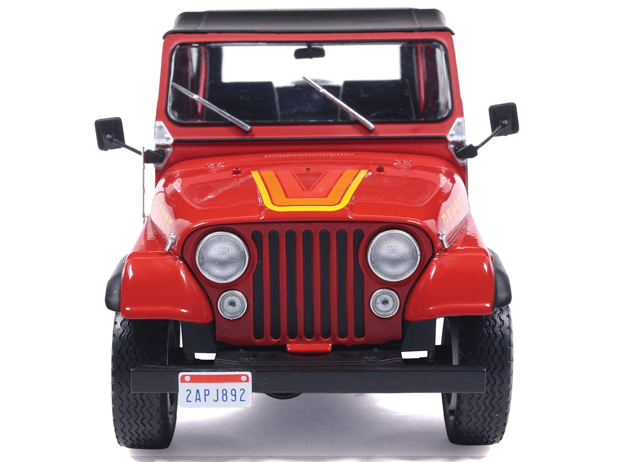 1983 Jeep Renegade Red with Stripes and Black Top 1/24 Diecast Model by IXO Models IXO