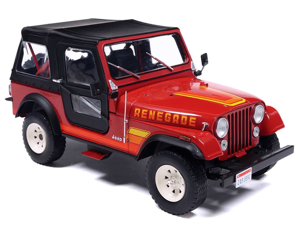 1983 Jeep Renegade Red with Stripes and Black Top 1/24 Diecast Model by IXO Models IXO