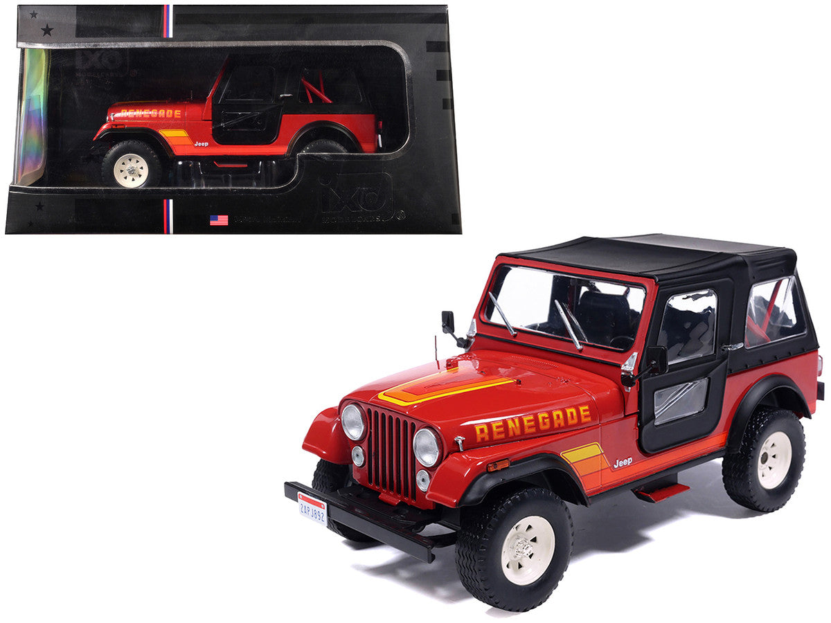 1983 Jeep Renegade Red with Stripes and Black Top 1/24 Diecast Model by IXO Models IXO