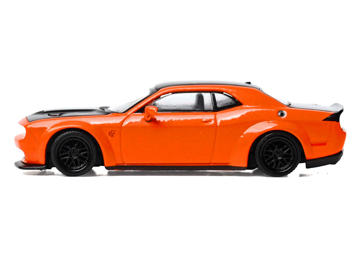 2018 Dodge Challenger SRT Hellcat Go Mango Orange with Matt Black Hood and Top 1/64 Diecast Model Car by IXO Models IXO