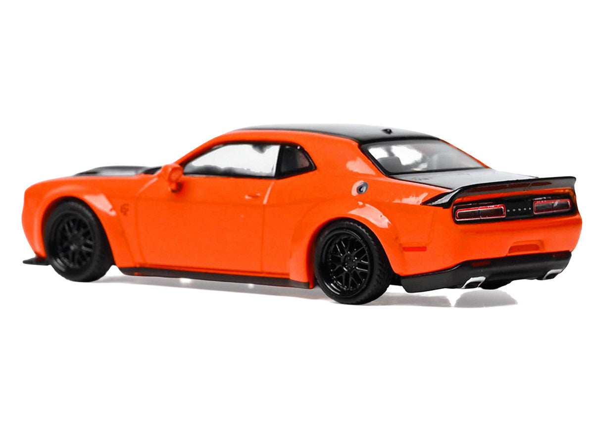 2018 Dodge Challenger SRT Hellcat Go Mango Orange with Matt Black Hood and Top 1/64 Diecast Model Car by IXO Models IXO