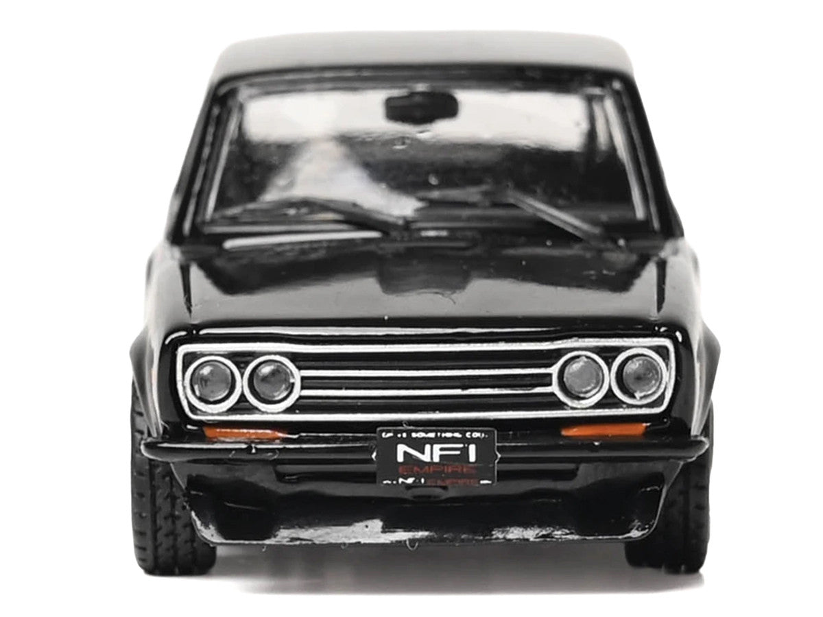 1971 Datsun 510 Black with Silver Stripes 1/64 Diecast Model Car by IXO Models IXO