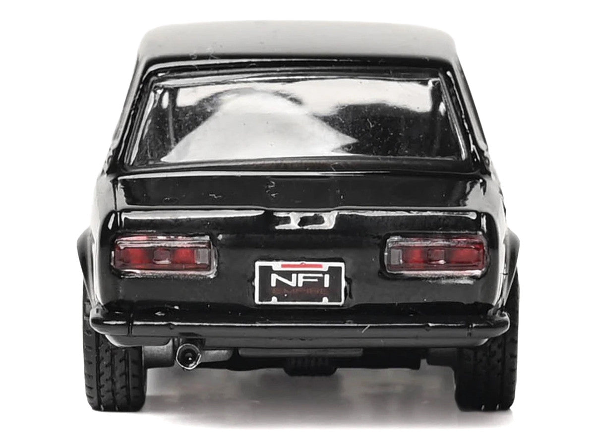 1971 Datsun 510 Black with Silver Stripes 1/64 Diecast Model Car by IXO Models IXO