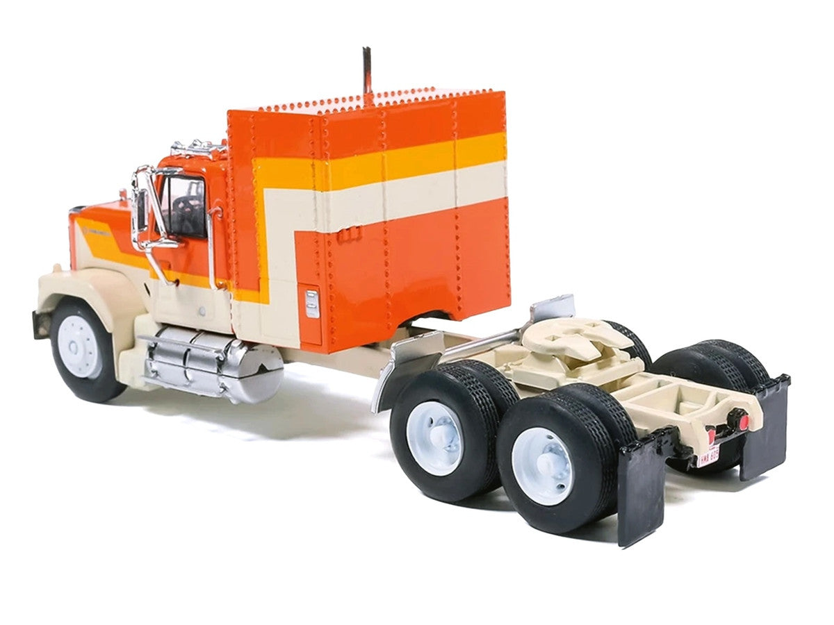 1980 GMC General Truck Tractor Orange with Stripes 1/64 Diecast Model Car by IXO Models IXO