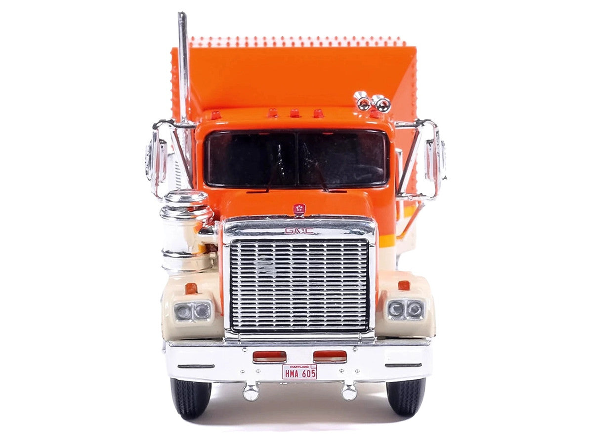 1980 GMC General Truck Tractor Orange with Stripes 1/64 Diecast Model Car by IXO Models IXO