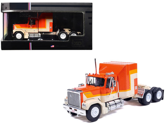 1980 GMC General Truck Tractor Orange with Stripes 1/64 Diecast Model Car by IXO Models IXO
