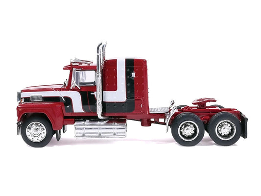1978 Ford LTL-9000 Truck Tractor Red Metallic with Stripes 1/64 Diecast Model Car by IXO Models IXO
