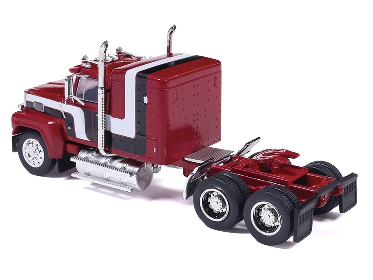 1978 Ford LTL-9000 Truck Tractor Red Metallic with Stripes 1/64 Diecast Model Car by IXO Models IXO