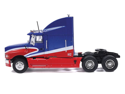1990 Ford Aeromax Truck Tractor Blue Metallic and Red with White Stripes 1/64 Diecast Model Car by IXO Models IXO
