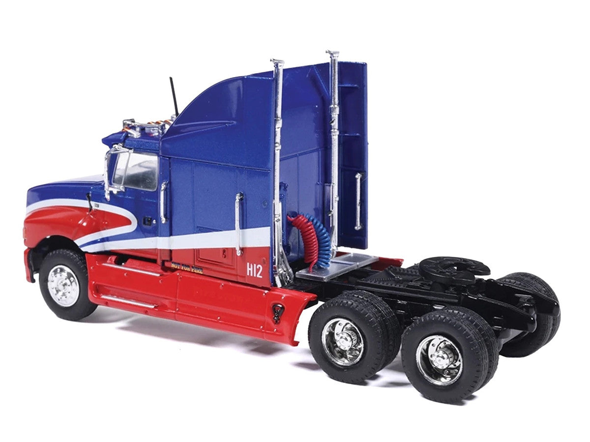 1990 Ford Aeromax Truck Tractor Blue Metallic and Red with White Stripes 1/64 Diecast Model Car by IXO Models IXO